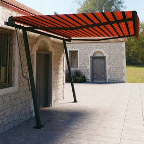 vidaXL Toldo retrátil automático com postes 4,5x3 m laranja e castanho
