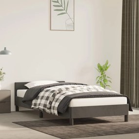 Estrutura de cama c/ cabeceira 80x200 cm veludo cinzento-escuro