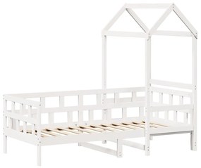 Sofá-cama com telhado 80x200 cm madeira de pinho maciça branco