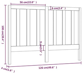 Cabeceira de cama 126x4x100 cm pinho maciço branco