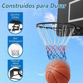 Cesto de basquetebol de 45 cm para montagem na parede com rede Preto