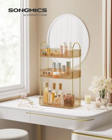 Organizador de maquilhagem retangular 30,5 x 16,8 x 48 cm – ideia para presente em dourado champanhe