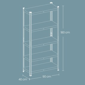 Estante para cargas pesadas 40 x 90 x 180 cm cinzento + preto