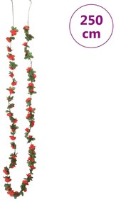 Grinaldas de flores de Natal 6 pcs 250 cm vermelho
