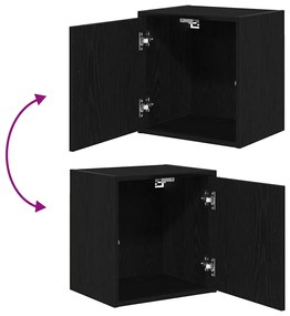 Armário de parede da garagem preto madeira engenheirada