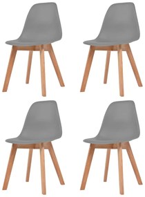 Cadeiras de jantar 4 pcs plástico cinzento