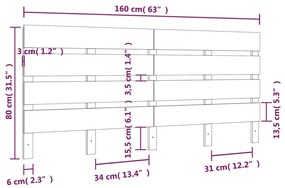 Cabeceira de cama 160x3x80 cm pinho maciço branco