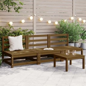 Sofás de centro para jardim 3 pcs pinho maciço castanho mel