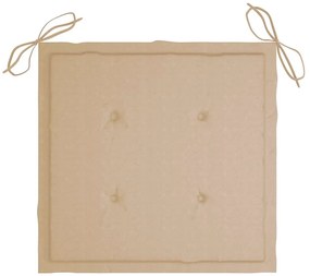 Cadeira de baloiço com almofadão bege teca maciça