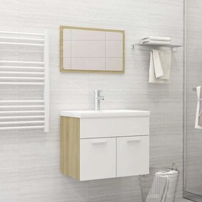 vidaXL 2pcs conj. móveis casa de banho derivados madeira branco/sonoma