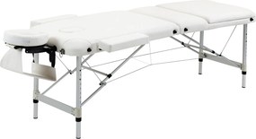 HOMCOM Marquesa de Massagem Dobrável e Portátil com Altura Ajustável e Apoio para a Cabeça até 225 kg 215x81x61-84 cm Branco | Aosom Portugal