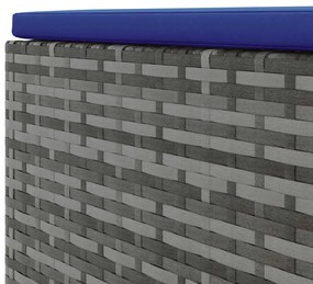 4 pcs conjunto lounge de jardim c/ almofadões vime PE cinzento