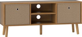 HOMCOM Móvel de TV para Televisores de até 50 Polegadas com 2 Gavetas de Tecido 2 Prateleiras Abertas 110x29x46,5 cm Madeira e Castanho Claro | Aosom Portugal