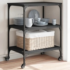 vidaXL Carrinho de cozinha 60x41x76 cm derivados de madeira preto