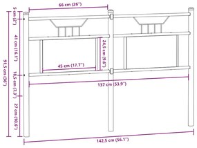 Cabeceira de cama 137cm derivados madeira/aço carvalho castanho