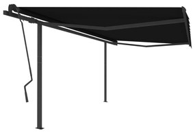 Toldo retrátil manual com postes 4,5x3,5 m antracite