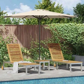 Conjunto de 2 pcs de Cadeiras de Sol vidaXL com Mesa de Madeira de Acácia Sólida