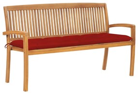 Banco de jardim empilhável c/ almofadão 159 cm teca maciça