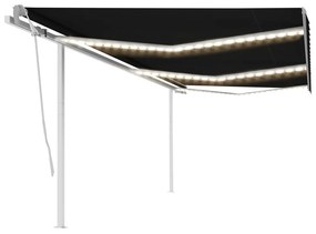 vidaXL Toldo retrátil manual com LED 6x3,5 m antracite