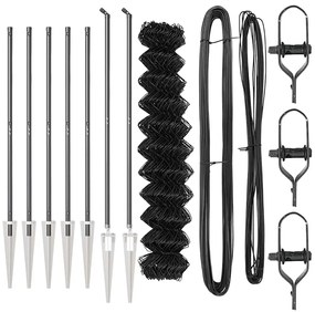 Conjunto de Postes de Cerca Cinzeto 1.2 x 10 m Aço Galvanizado