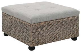 vidaXL Otomano de erva marinha 65x65x40 cm cinzento
