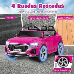 Carro elétrico para crianças Audi SQ8 licenciado de 12 V  com controlo remoto Buzina Luzes LED Música 3 velocidades Arranque suave Rosa