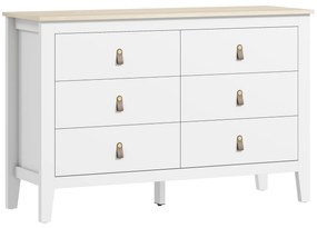 HOMCOM Cómoda de 6 Gavetas Cómoda para Dormitório com Puxadores de PU 120x40x78 cm Branco | Aosom Portugal