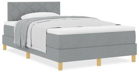 Cama Box Spring com Colchão Cinza Claro 120x200 cm Tecido