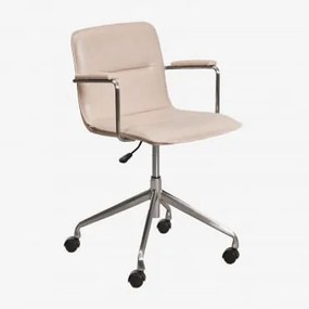 Seifert Cadeira De Escritório Com Rodas E Apoios De Braços Couro Sintético Tapioca Bege & Pelé Sintética & Cinza Escovado - Sklum