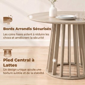 Mesa de jantar redonda para 4 a 6 pessoas, Ø 120 x 75 cm (CADEIRAS NÃO INCLUIDAS), mesa de cozinha com base robusta em ripas, madeira natural