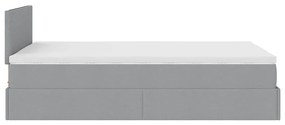 Cama otomana com colchão 120x200 cm tecido cinzento claro