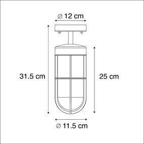 Candeeiro de tecto rural para exterior preto com vidro IP44 - Elza Rústico