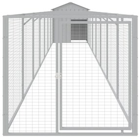 Casota para cães com telhado aço galvanizado cinzento-claro