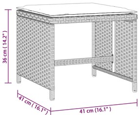 Bancos jardim c/ almofadões 4pcs 41x41x36cm vime PE cinza-claro