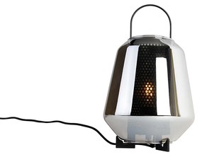 Candeeiro de mesa Art Deco preto com vidro fumê 23 cm - Kevin