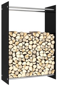 vidaXL Suporte para lenha 80x35x120 cm vidro preto