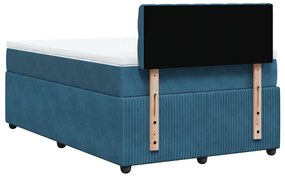 Cama boxspring com colchão 120x190 cm veludo azul