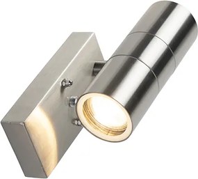 Candeeiro de parede exterior em aço 2 luzes IP44 com sensor crepuscular - Duo