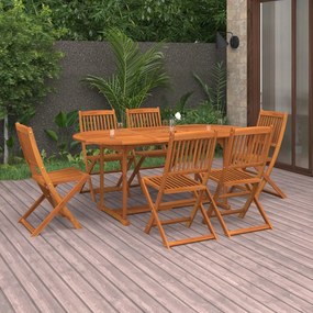 vidaXL 7 pcs conj. de jantar para jardim 180x90x75 cm acácia maciça