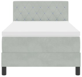 Cama Box com Colchão VidaXL Cinza Claro Solteiro Veludo