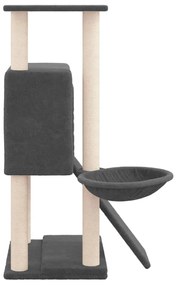 Árvore p/ gatos c/ postes arranhadores sisal 96 cm cinza-escuro