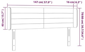 Cabeceira cama c/ luzes LED tecido 147x16x78/88cm cinza-escuro