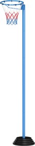 Suporte de aro de basquetebol azul, com altura ajustável, base estável, sem tabela, para interior e exterior, 105-255 cm, azul,