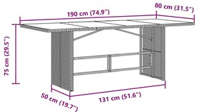 Conjunto de Jantar de Jardim de 7 Peças Bege em Poli Rattan
