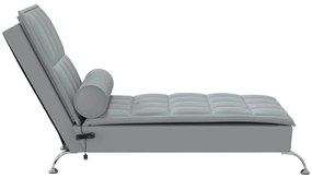 Chaise lounge de massagem com rolo tecido cinzento-claro