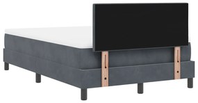 Cama Box com Colchão vidaXL Cinza Escuro Pequeno Duplo Veludo