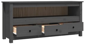 Móvel de TV 114x35x52 cm madeira de pinho maciça cinzento