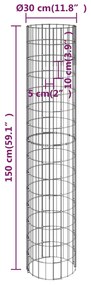 Canteiro elevado/cesto gabião em poste Ø30x150 cm aço galvaniz.