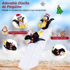 Pinguim Natal 120 cm LED com Gorro e Cachecol Decoração de Natal Iluminada com 130 LEDs Brancos Frios Decoração de Inverno com Estacas