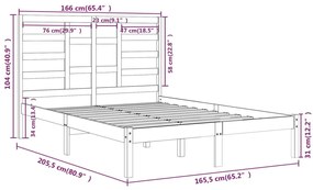 Estrutura de cama 160x200 cm madeira maciça branco